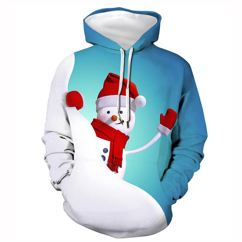 Chicago Cubs Christmas Snowman 3D Hoodie Zip Hoodie Blue Print