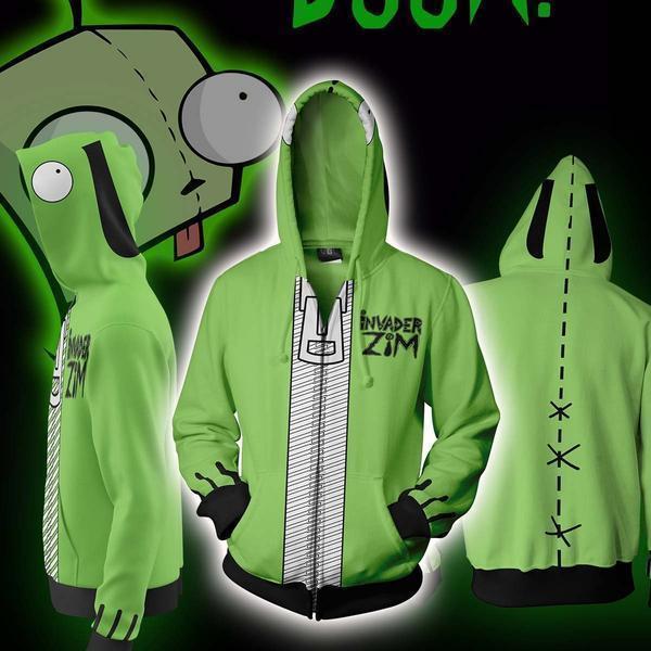 Invader Zim Gir and Zim Blue Zip-Up Hoodie | Official Apparel & Accessories | Dumbgood Xs