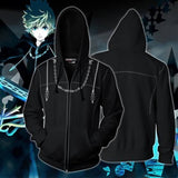 Kingdom Hearts Organization XIII Game Roxas Black Unisex Adult Cosplay Zip Up 3D Print Hoodies Jacket Sweatshirt