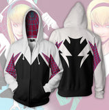 Unisex Gwen Stacy Hoodies Spider-Man: Into the Spider-Verse Zip Up 3D Print Jacket Sweatshirt