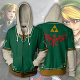 The Legend of Zelda Game Link Green Unisex Adult Cosplay Zip Up 3D Print Hoodie Jacket Sweatshirt
