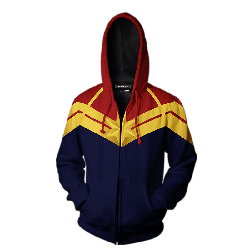 The Avengers 4 Endgame Movie Captain Marvel Style 3 Gold Cosplay Unisex 3D Printed Hoodie Sweatshirt Jacket With Zipper