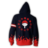 Naruto Anime Uchiha Black Red Logo Cosplay Unisex 3D Printed Hoodie Sweatshirt Jacket With Zipper