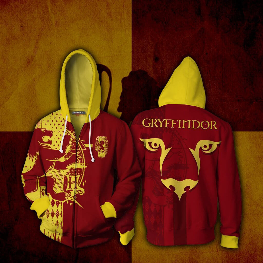 Harry Potter Movie Hogwarts School Gryffindor Lion Red Adult Cosplay Unisex 3D Printed Hoodie Pullover Sweatshirt Jacket With Zipper