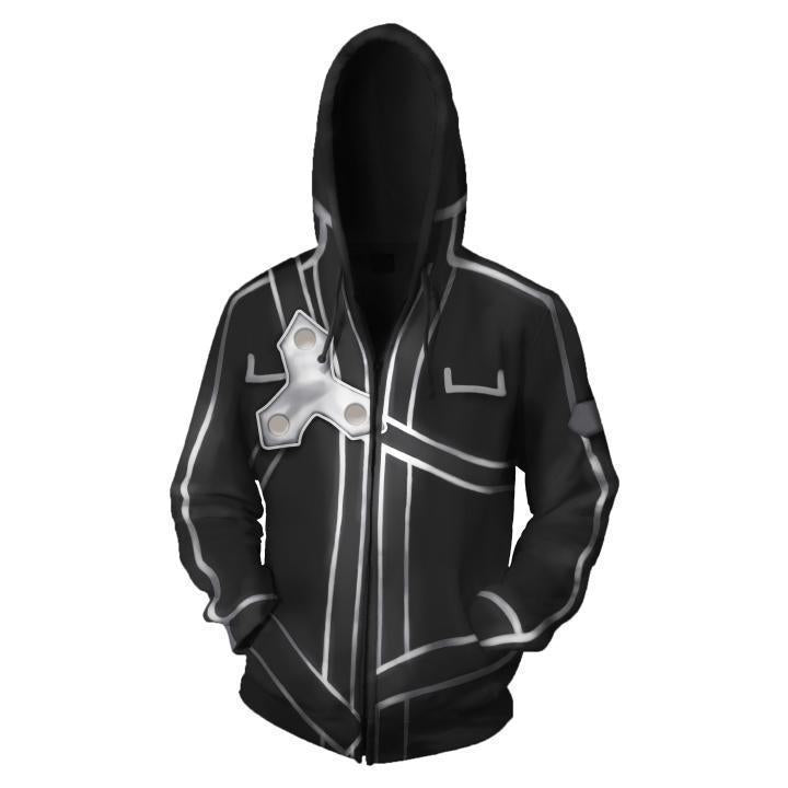 Sword Art Online SAO Anime Kirigaya Kazuto Cosplay Unisex 3D Printed Hoodie Sweatshirt Jacket With Zipper