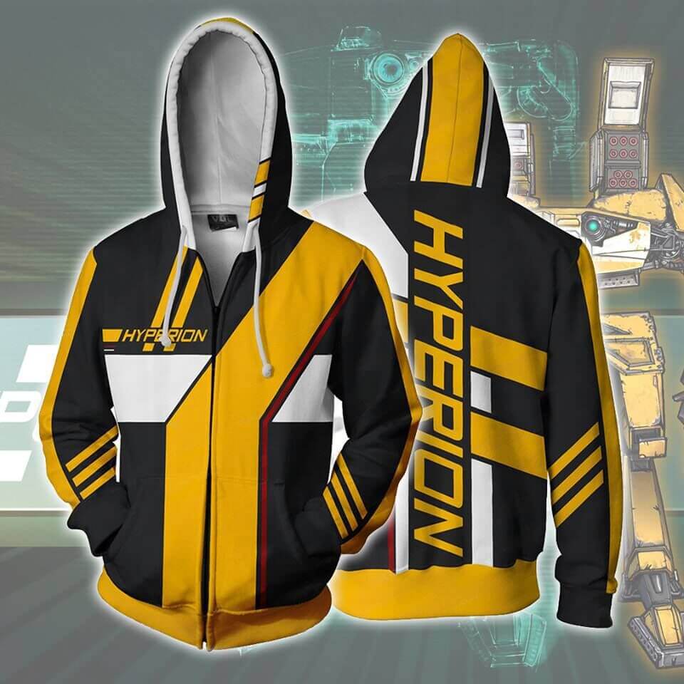 Borderlands Yellow HYPERION Game Unisex 3D Printed Hoodie Sweatshirt Jacket With Zipper