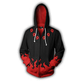 Naruto Anime Black Red Sign Cosplay Unisex 3D Printed Hoodie Sweatshirt Jacket With Zipper