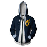 Fairy Tail Anime Jellal Fernandes Dark Blue Cosplay Unisex 3D Printed Hoodie Sweatshirt Jacket With Zipper