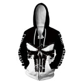 Skull Hoodie Zip Up Unisex Adult Cosplay 3D Print Sweatshirt Jacket