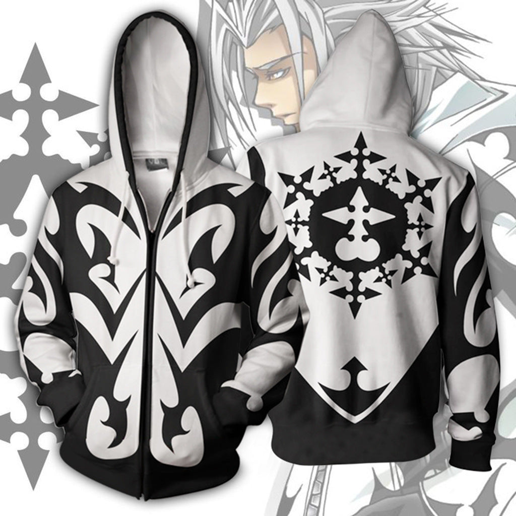 Kingdom Hearts Game Xemnas Cosplay Unisex 3D Printed Hoodie Sweatshirt Jacket With Zipper