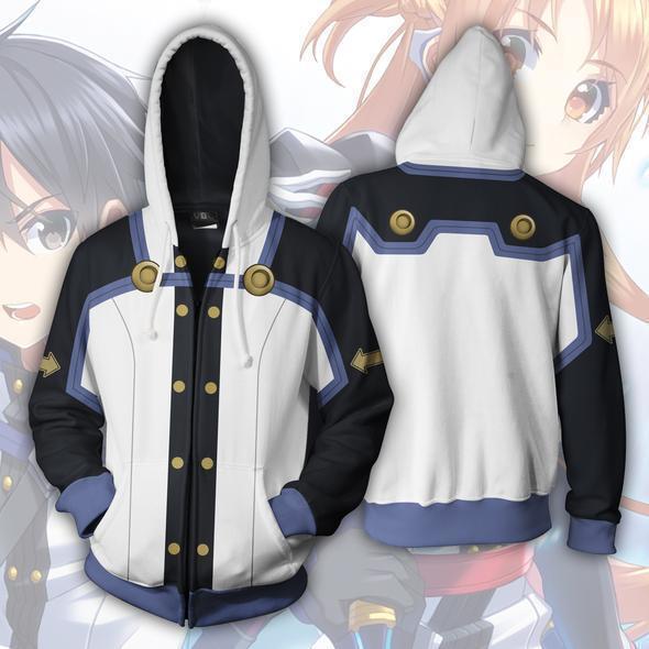 Sword Art Online SAO Anime Kirigaya Kazuto 2 Cosplay Unisex 3D Printed Hoodie Sweatshirt Jacket With Zipper