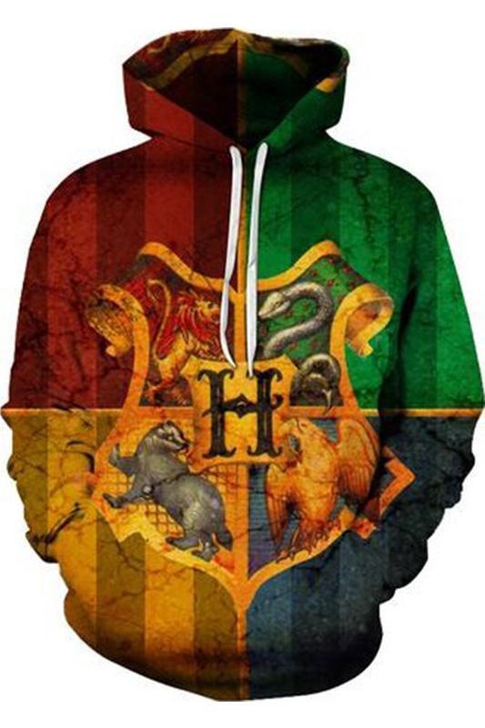 Teen Hoodie Harry Potter Hogwarts Zip-Up Sweatshirt Unisex