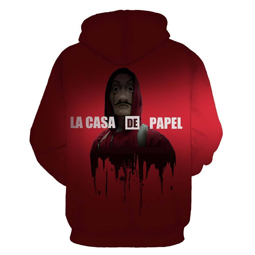 Unisex La Casa De Papel Hoodies Dali Printed Pullover Jacket Sweatshirt