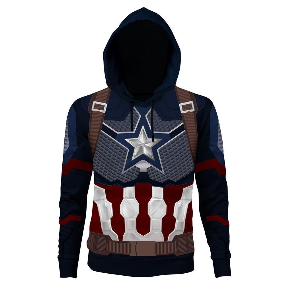 The Avengers Endgame Captain America Cosplay Hoodie 3D Printed Thin Sports Jacket