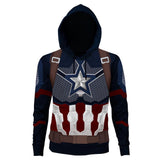 The Avengers Endgame Captain America Cosplay Hoodie 3D Printed Thin Sports Jacket