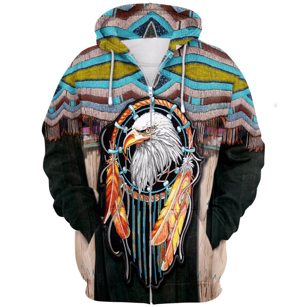 Indian National Elements Series 8 Animal Eagle Unisex 3D Printed Hoodie Pullover Jacket With Zipper