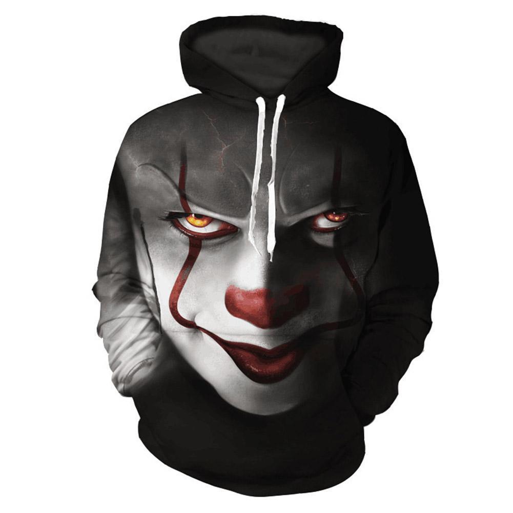Men's It Pennywise Floral Print Clown Hoodie Long Sleeve Pullover with Pocket