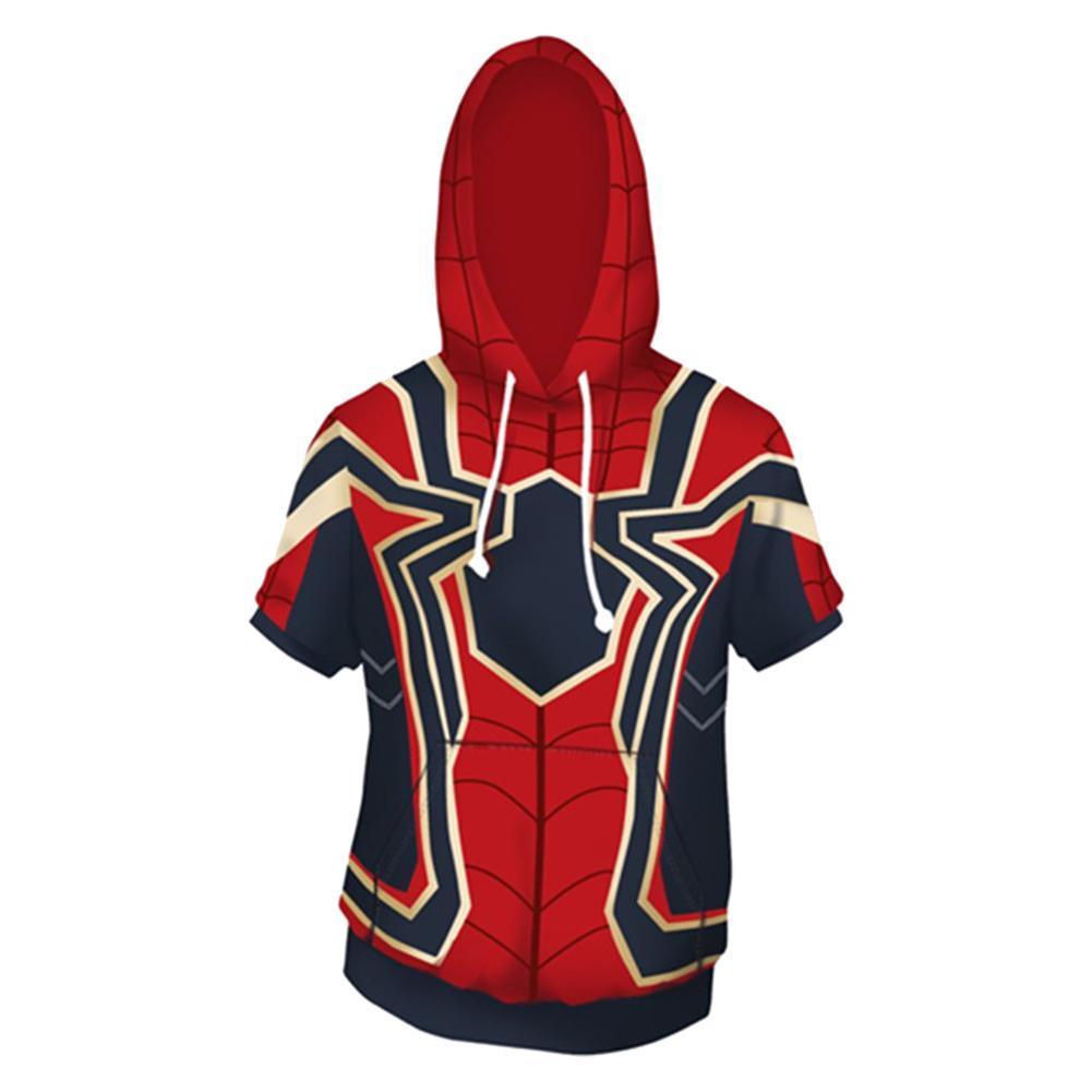 Spider-Man Far From Home Iron Spider-Man Costume Superhero Halloween Unisex Cosplay Hooded T-shirt