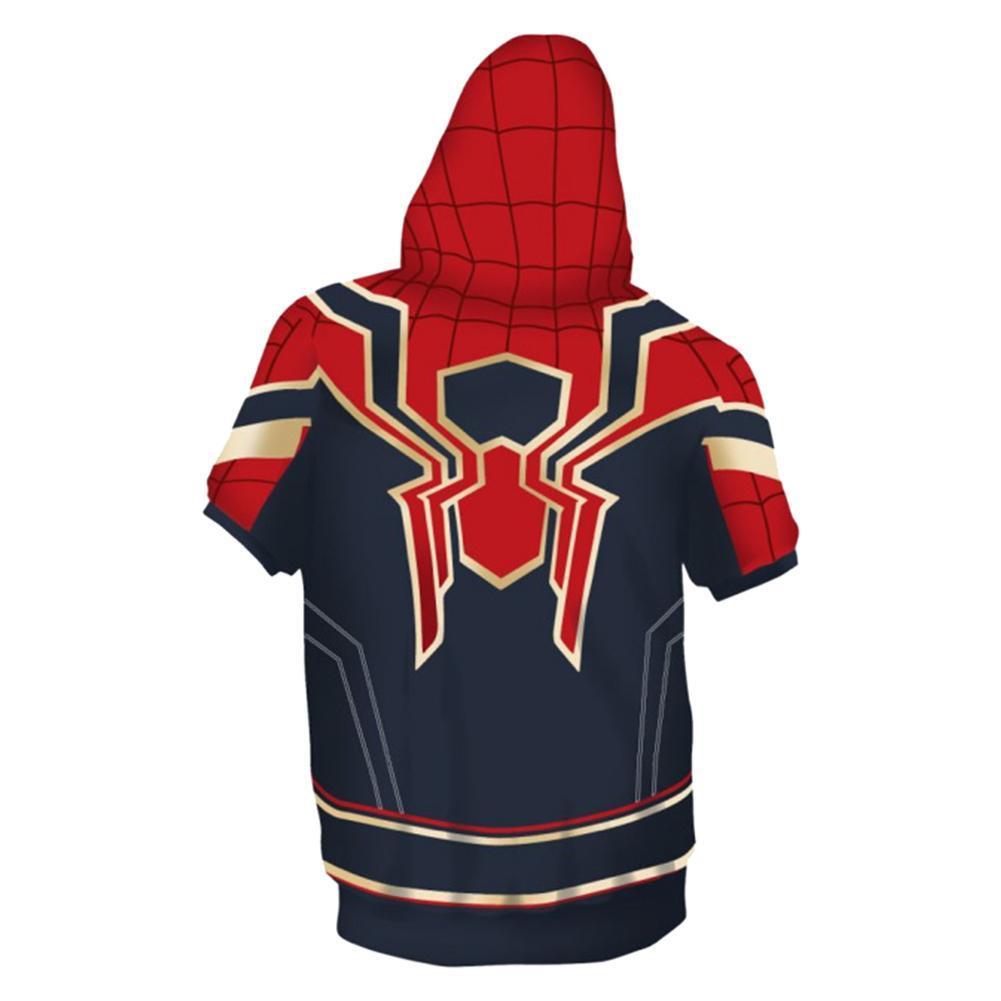 Spider-Man Far From Home Iron Spider-Man Costume Superhero Halloween Unisex Cosplay Hooded T-shirt