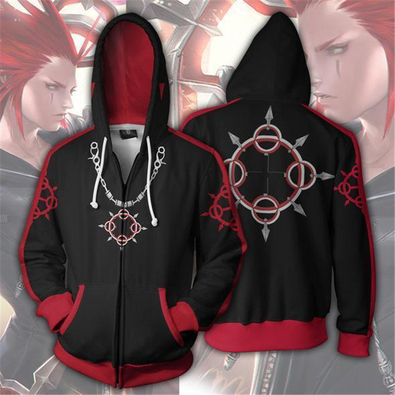 Kingdom Hearts Game Axel Lea Cosplay Unisex 3D Printed Hoodie Sweatshirt Jacket With Zipper