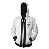 Fullmetal Alchemist Anime Edward Elric White Unisex Zip Up 3D Print Hoodies Jacket Sweatshirt