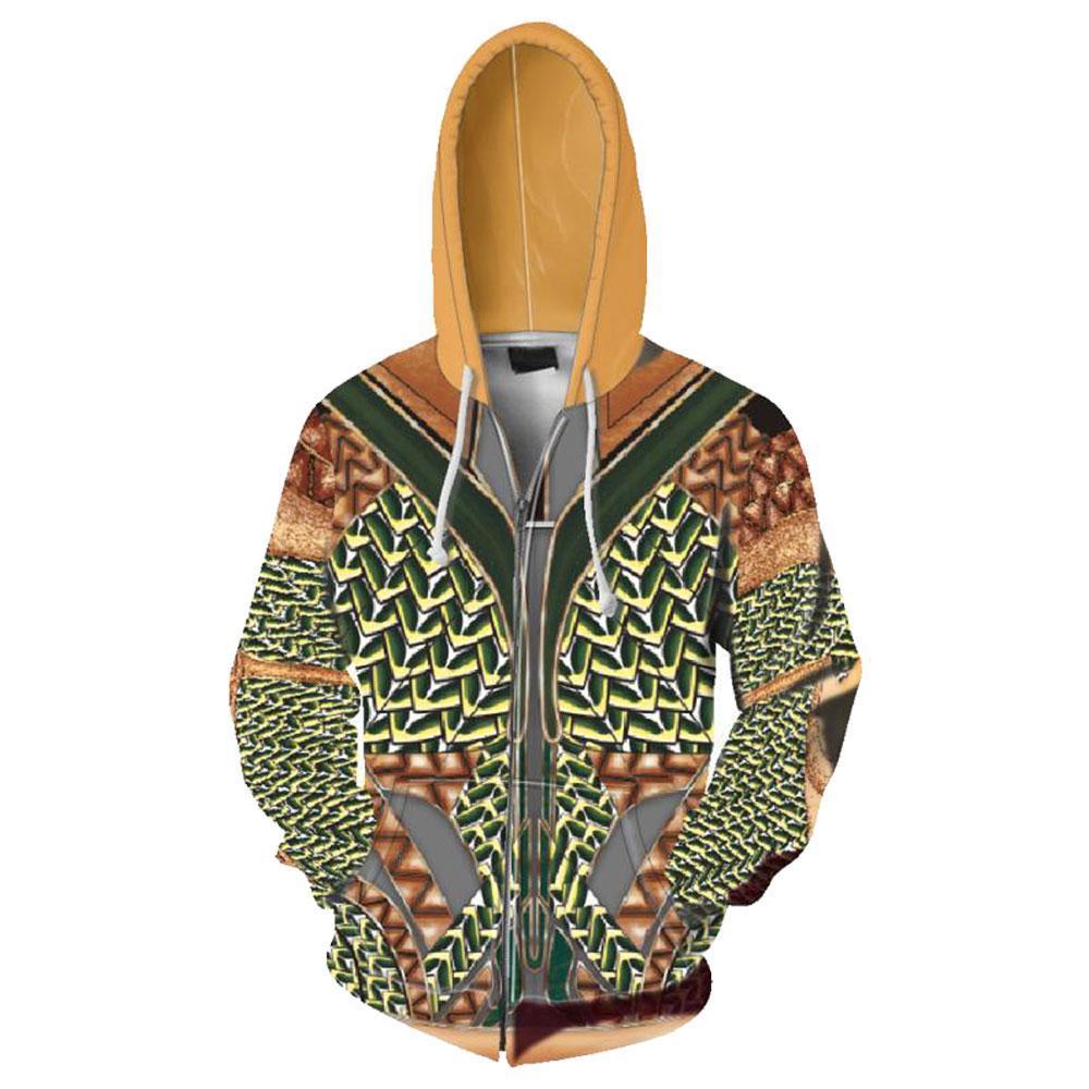 Unisex Arthur Curry Hoodies Aquaman Zip Up 3D Print Jacket Sweatshirt Style A