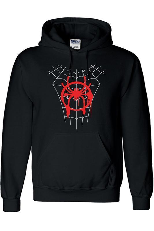 Boys Adults Black Hoodie Spider-Man: Into the Spider-Verse Pullover Sweatshirt Jacket Cotton