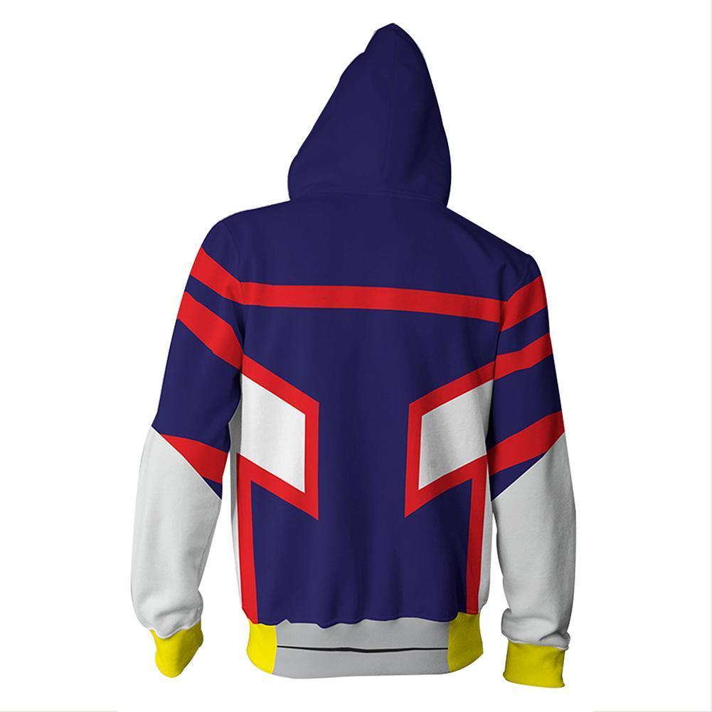 Unisex All Might Hoodies My Hero Academia Zip Up 3D Print Jacket Sweatshirt With Zipper