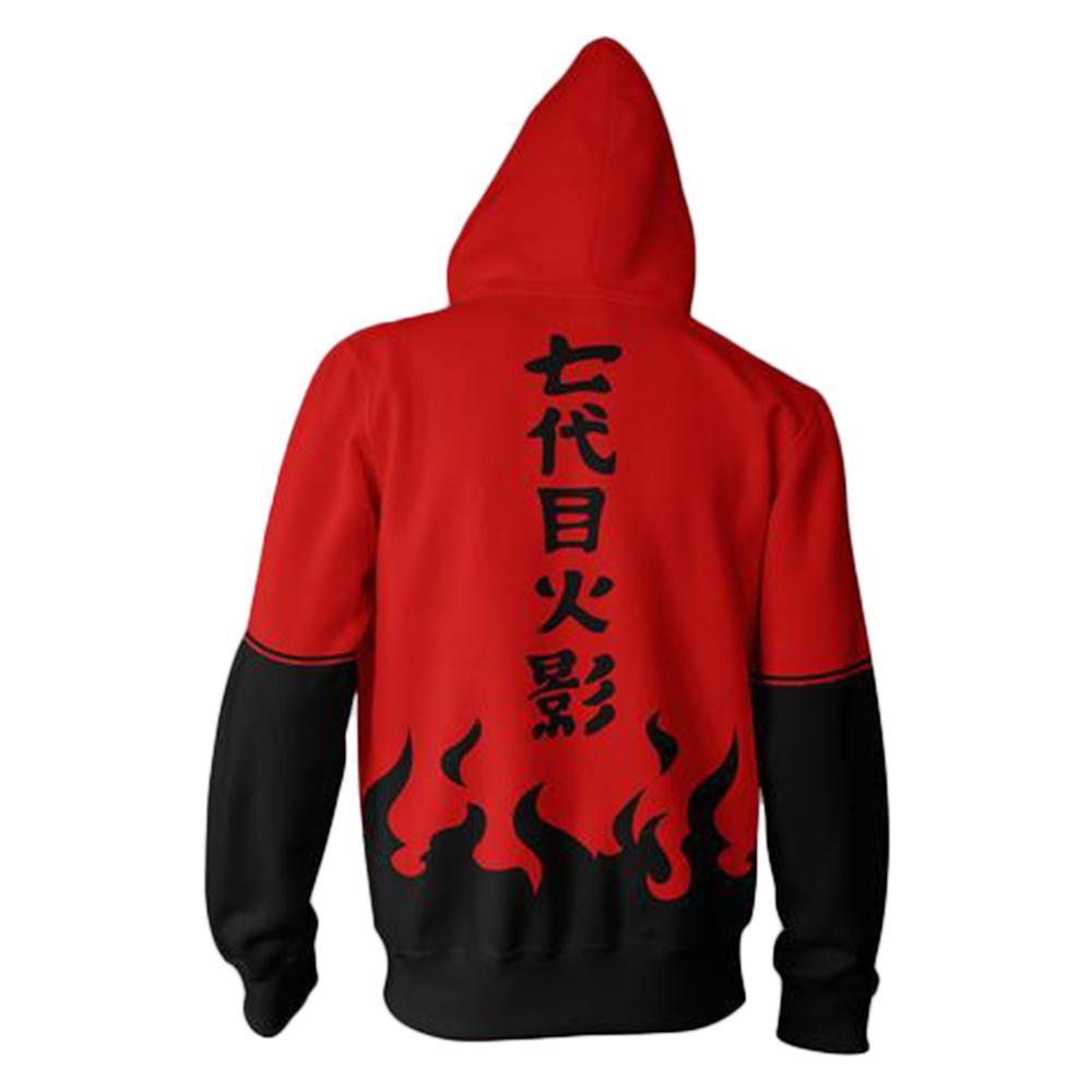 Unisex Seventh Hokage Hoodies Naruto Zip Up 3D Print Jacket Sweatshirt