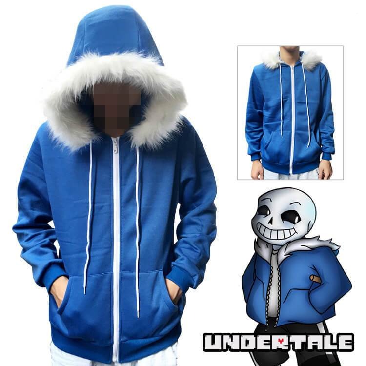Undertale Game Sans Snowdin Forest Blue Unisex Adult Cosplay Zip Up 3D Print Hoodie Jacket Sweatshirt