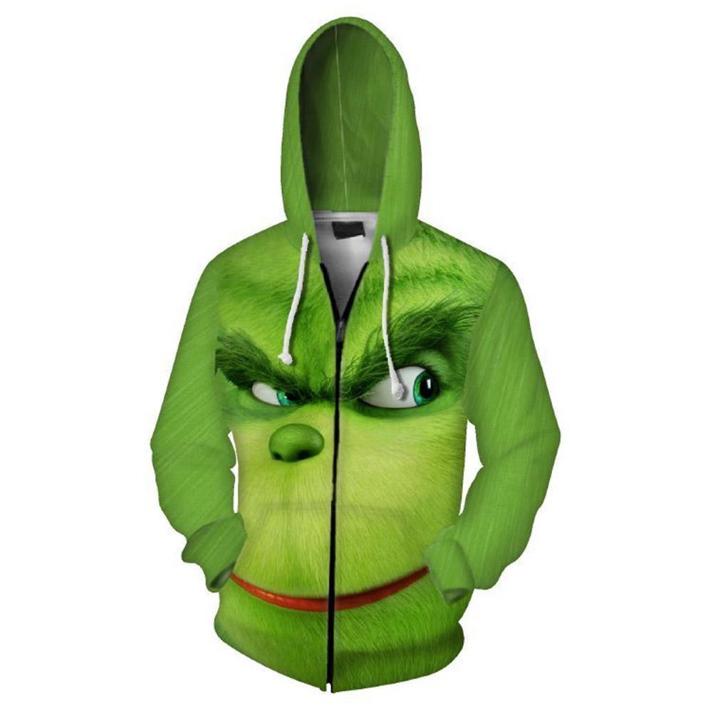 How the Grinch Stole Christmas 3D Printing Hooded Zip Up Hoodies Sweatshirt