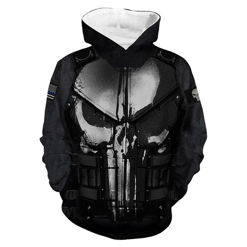Punisher TV Frank Castle Skeleton Unisex Adult Cosplay 3D Print Hoodie Sweatshirt Pullover