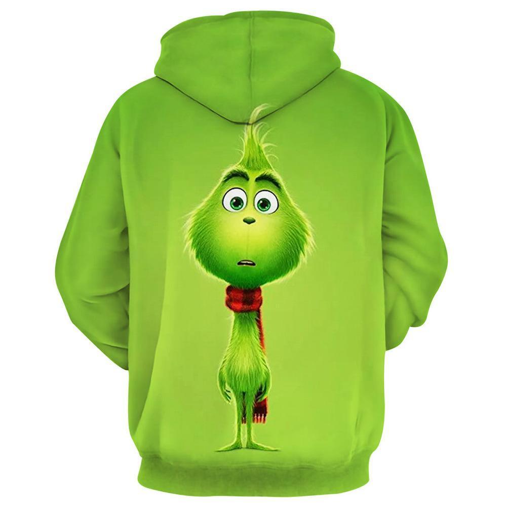 Unisex How the Grinch Stole Christmas 3D Printing Hooded Long Sleeve Sweatshirt Pullover Hoodies