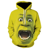 Unisex Hoodie Shrek Face Printed Pullover Sweatshirt