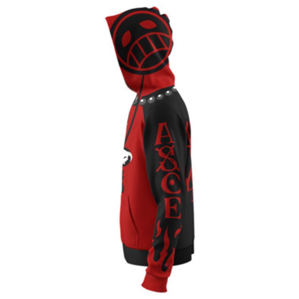 Unisex Portgas D. Ace Hoodies One Piece Zip Up 3D Print Jacket Sweatshirt
