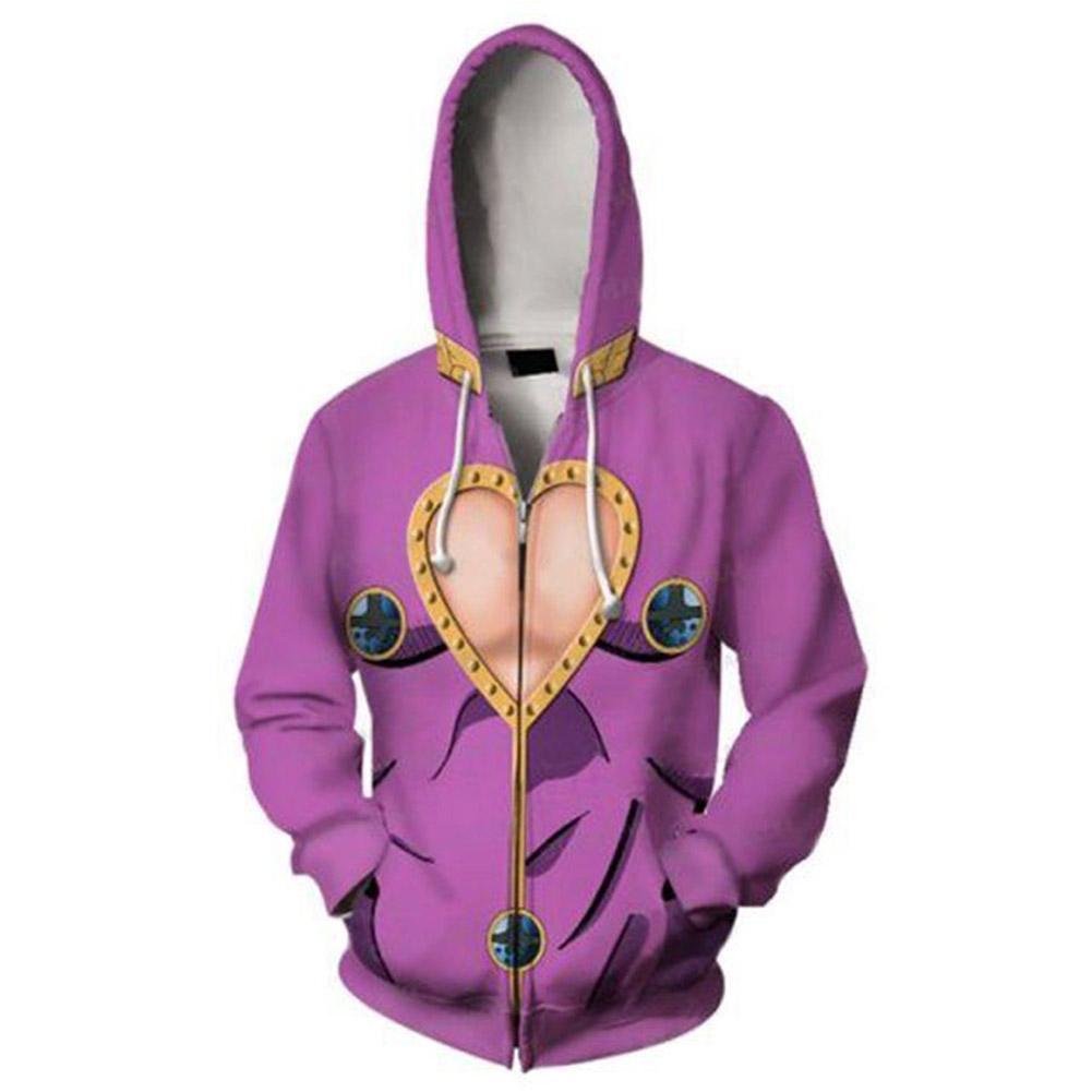 Giorno Giovanna Hoodies JoJo's Bizarre Adventure Golden Wind Unisex Zip Up 3D Print Jacket Sweatshirt