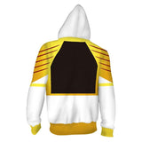 Power Rangers TV White Ranger Unisex Adult Cosplay Zip Up 3D Print Hoodies Jacket Sweatshirt