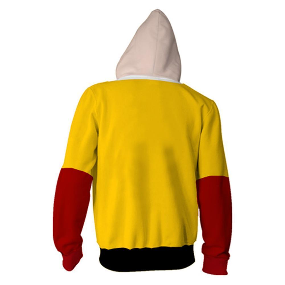 One Punch Man Anime Saitama B-Class Yellow Unisex Adult Cosplay Zip Up 3D Print Hoodie Jacket Sweatshirt