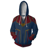 Captain Marvel Movie Casual Hooded Coat Jacket Top Hoodie Zipper Sweatshirts