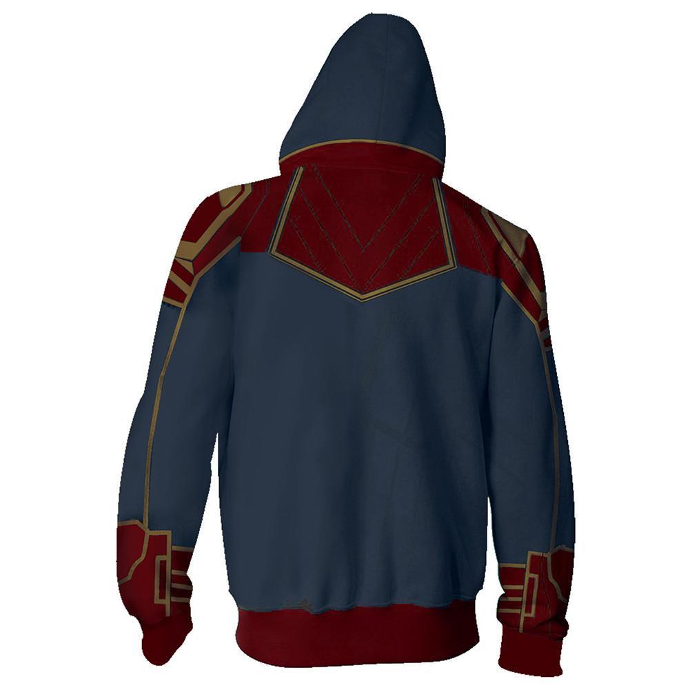 Captain Marvel Movie Casual Hooded Coat Jacket Top Hoodie Zipper Sweatshirts