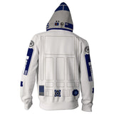 Star Wars Movie Robot R2-D2 Adult Unisex Zip Up 3D Print Hoodie Jacket Sweatshirt