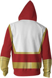 Unisex Hoodie Red DC Superhero Shazam 3D Zip Up Sweatshirt