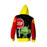 Cartoon Stop Coronavirus Virus Evil Unisex Adult Cosplay Zip Up 3D Print Hoodies Jacket Sweatshirt