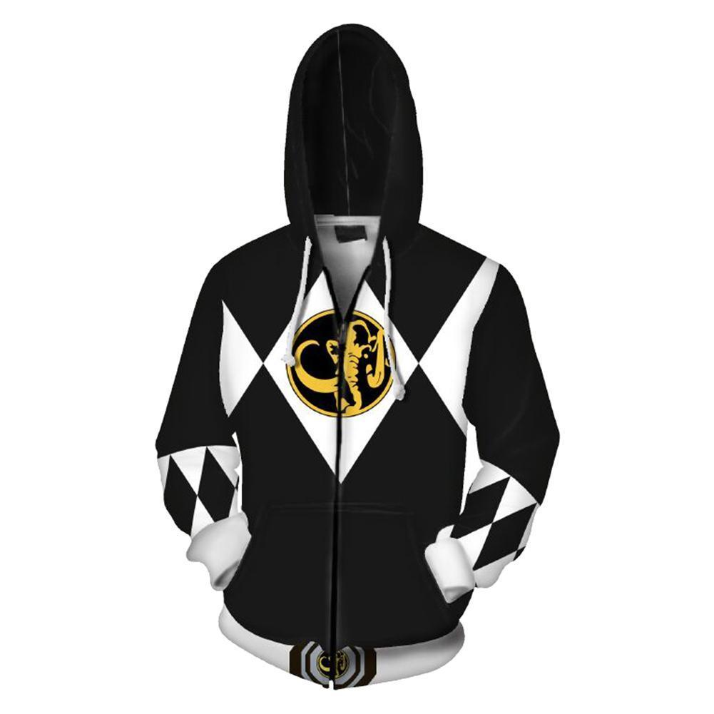 Power Rangers TV Zachary Zack Taylor Black Ranger Unisex Adult Cosplay Zip Up 3D Print Hoodies Jacket Sweatshirt