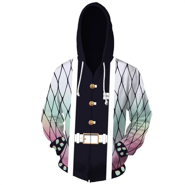 Demon Slayer Kimetsu no Yaiba Anime Kochou Shinobu Butterfly Unisex Adult Cosplay Zip Up 3D Print Hoodies Jacket Sweatshirt