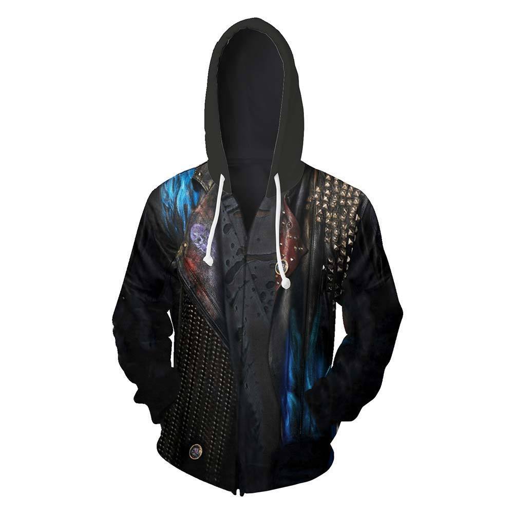Descendants 3 Movie Hades Mal Magic Cosplay Adult Unisex Zip Up 3D Printed Hoodies Jacket Sweatshirt