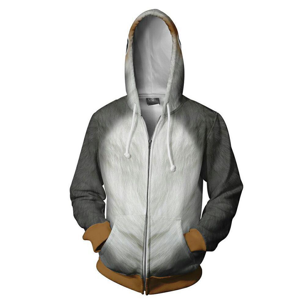 Star Wars Movie Porg Bird Unisex Adult Zip Up 3D Print Hoodies Jacket Sweatshirt