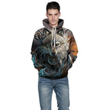 Wolf Oil Painting Style Animal Unisex Adult Cosplay 3D Printed Hoodie Pullover Sweatshirt