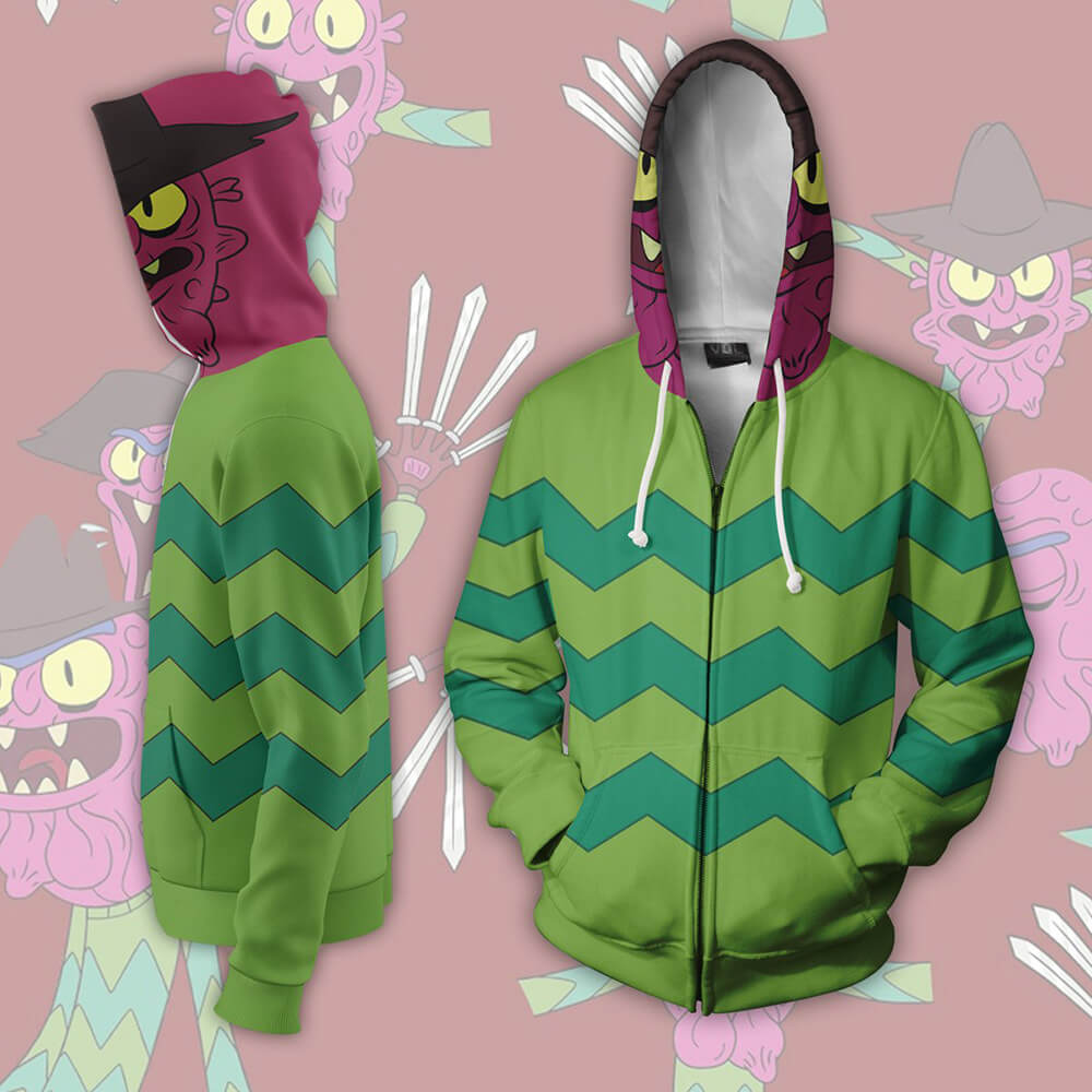 Rick and Morty Cartoon Pickle Rick Green Unisex Adult Cosplay Zip Up 3D Print Hoodies Jacket Sweatshirt
