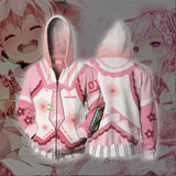 Hatsune Miku Anime Pink Sakura Miku Cosplay Unisex 3D Printed Hoodie Sweatshirt Jacket With Zipper